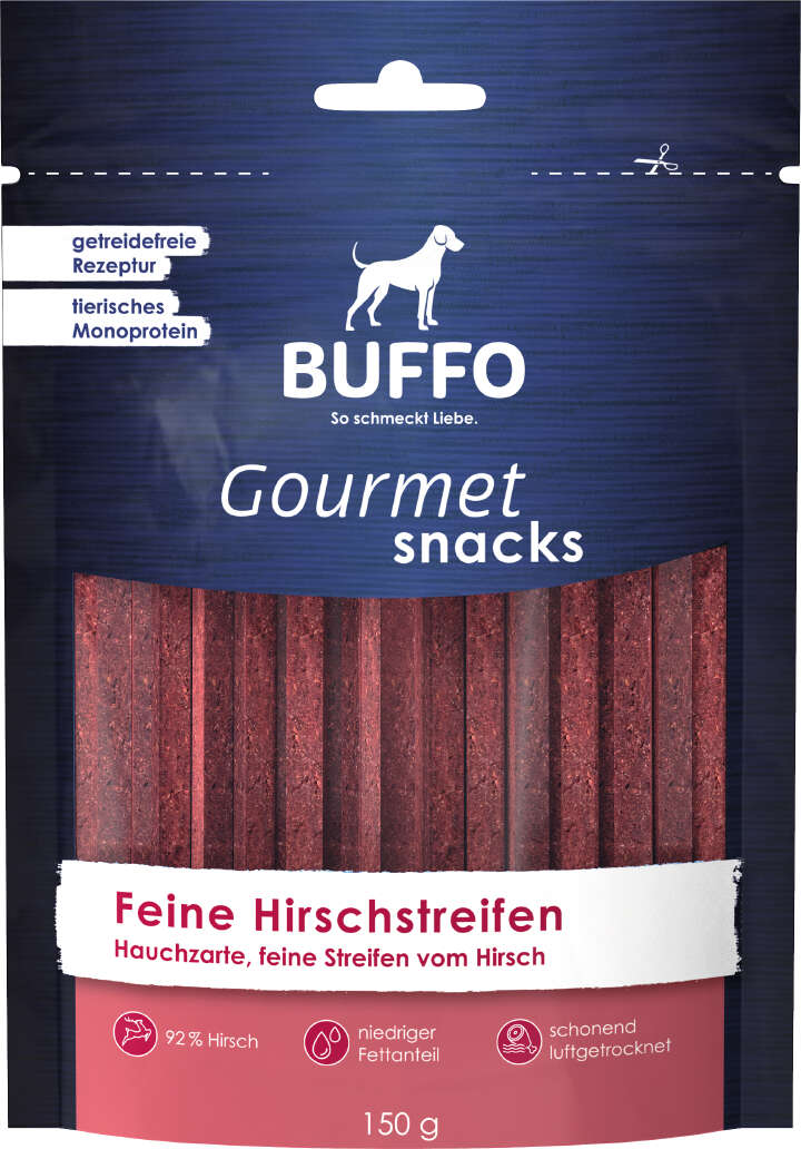 BUFFO Gourmet Snacks Hundeleckerli Feine Hirschstreifen